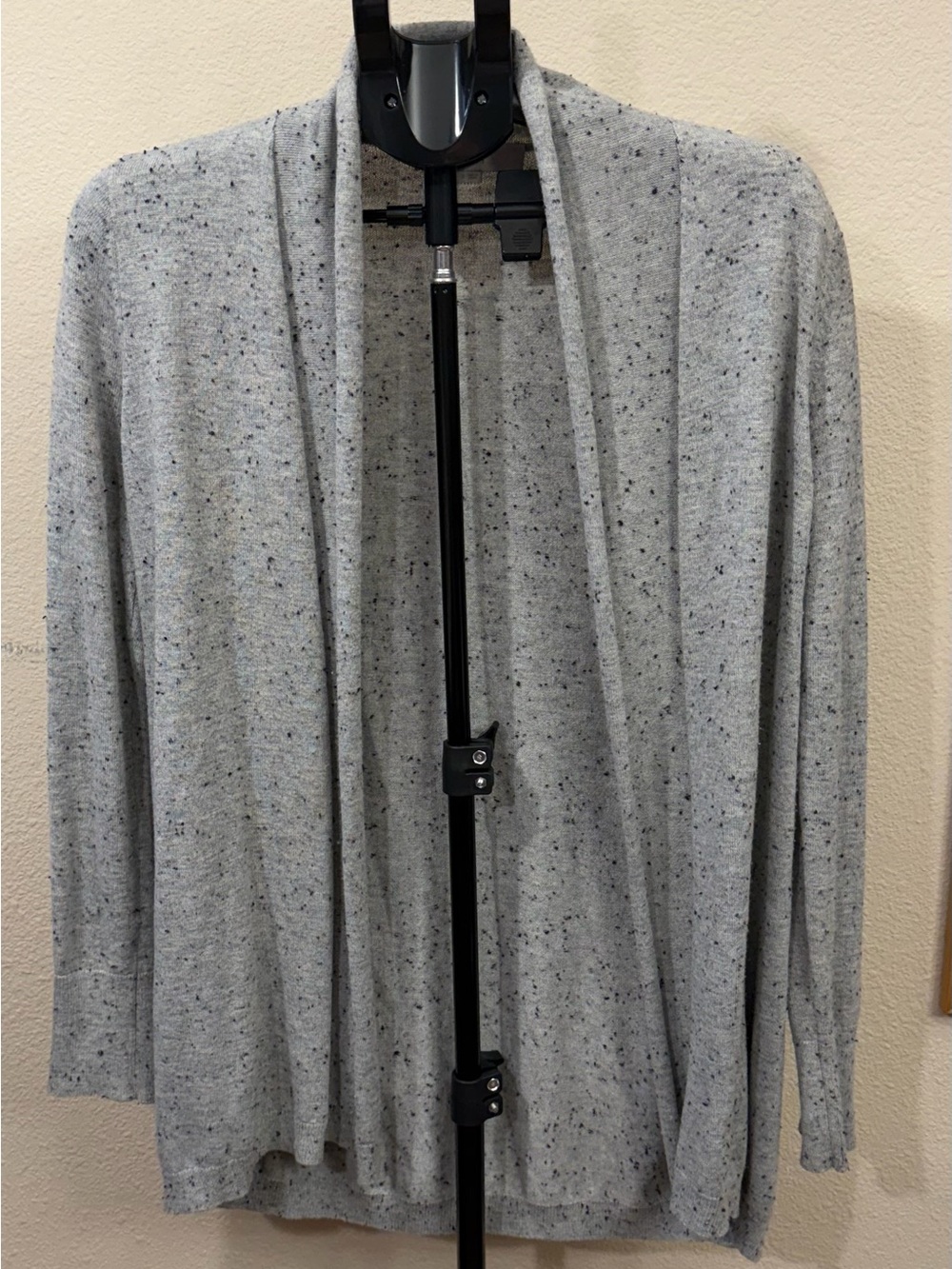 LOFT Gray Speckled Open-Front Cardigan | Cozy Minimalist Casual Office Travel S